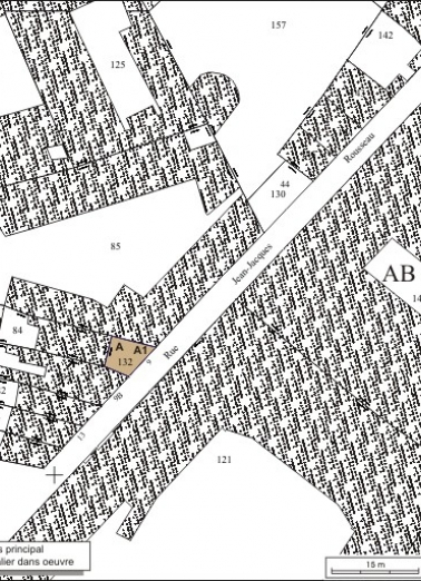 Plan masse et de situation. Extrait du plan cadastral, 1974, section AB. © Région Bourgogne-Franche-Comté, Inventaire du patrimoine