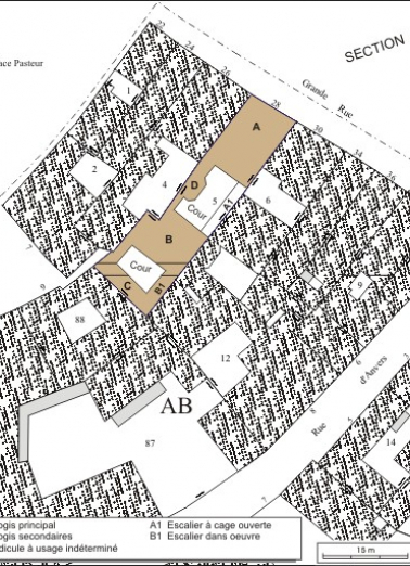 Plan masse et de situation. Extrait du plan cadastral, 1974, section AB. © Région Bourgogne-Franche-Comté, Inventaire du patrimoine