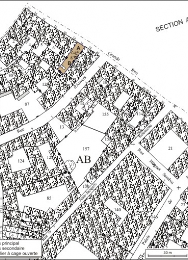 Plan masse et de situation. Extrait du plan cadastral, 1974, section AB. © Région Bourgogne-Franche-Comté, Inventaire du patrimoine