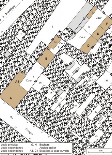 Plan masse et de situation. Extrait du plan cadastral, 1974, section AC. © Région Bourgogne-Franche-Comté, Inventaire du patrimoine