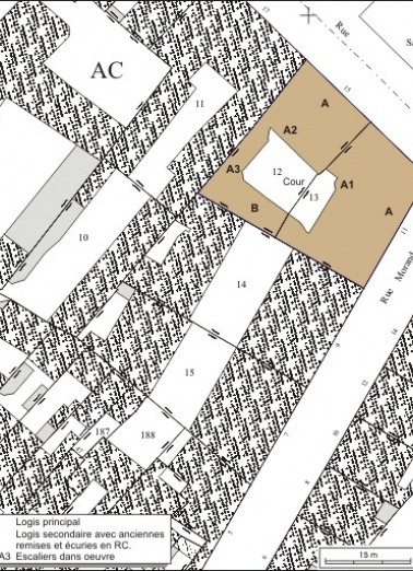 Plan masse et de situation. Extrait du plan cadastral, 1974, section AC. © Région Bourgogne-Franche-Comté, Inventaire du patrimoine