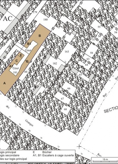 Plan masse et de situation. Extrait du plan cadastral, 1974, section AC. © Région Bourgogne-Franche-Comté, Inventaire du patrimoine