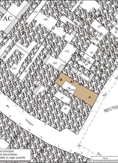 Plan masse et de situation. Extrait du plan cadastral, 1974, section AC. © Région Bourgogne-Franche-Comté, Inventaire du patrimoine