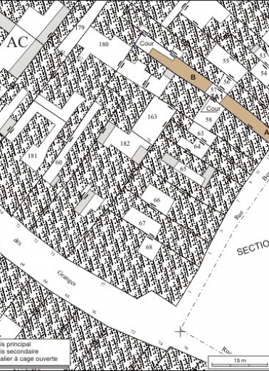 Plan masse et de situation. Extrait du plan cadastral, 1974, section AC. © Région Bourgogne-Franche-Comté, Inventaire du patrimoine