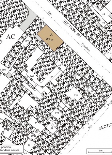 Plan masse et de situation. Extrait du plan cadastral, 1974, section AC. © Région Bourgogne-Franche-Comté, Inventaire du patrimoine