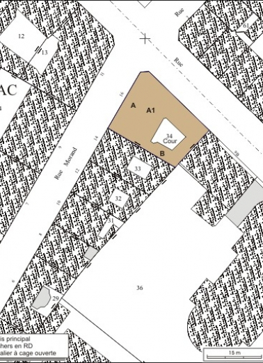Plan masse et de situation. Extrait du plan cadastral, 1974, section AC. © Région Bourgogne-Franche-Comté, Inventaire du patrimoine