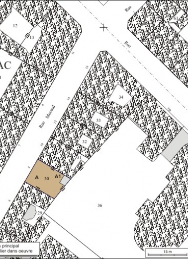 Plan masse et de situation. Extrait du plan cadastral, 1974, section AC. © Région Bourgogne-Franche-Comté, Inventaire du patrimoine
