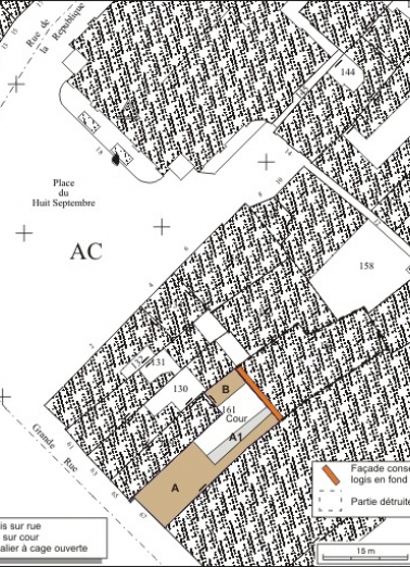 Plan masse et de situation. Extrait du plan cadastral, 1974, section AC. © Région Bourgogne-Franche-Comté, Inventaire du patrimoine
