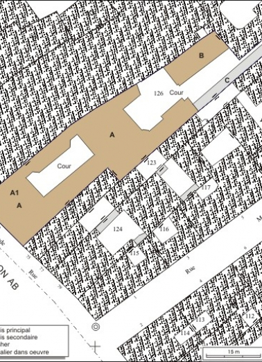 Plan masse et de situation. Extrait du plan cadastral, 1974, section AC. © Région Bourgogne-Franche-Comté, Inventaire du patrimoine