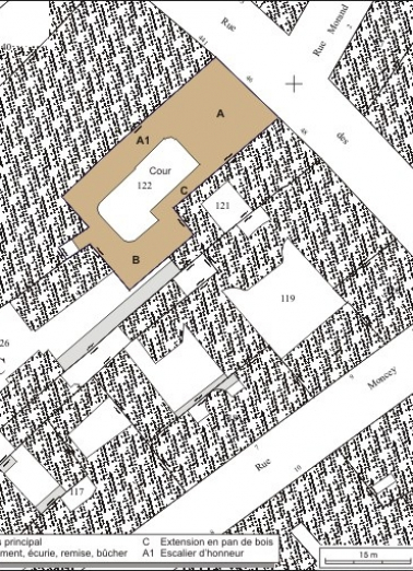Plan masse et de situation. Extrait du plan cadastral, 1974, section AC. © Région Bourgogne-Franche-Comté, Inventaire du patrimoine