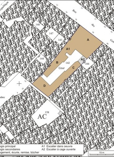 Plan masse et de situation. Extrait du plan cadastral, 1974, section AC. © Région Bourgogne-Franche-Comté, Inventaire du patrimoine
