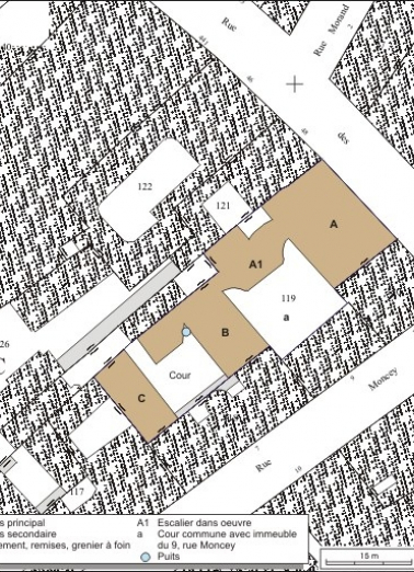 Plan masse et de situation. Extrait du plan cadastral, 1974, section AC. © Région Bourgogne-Franche-Comté, Inventaire du patrimoine