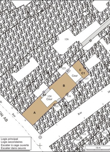 Plan masse et de situation. Extrait du plan cadastral, 1974, section AC. © Région Bourgogne-Franche-Comté, Inventaire du patrimoine