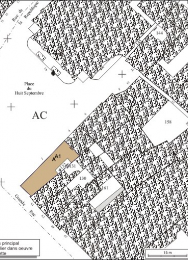 Plan masse et de situation. Extrait du plan cadastral, 1974, section AC. © Région Bourgogne-Franche-Comté, Inventaire du patrimoine