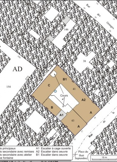 Plan masse et de situation. Extrait du plan cadastral, 1974, section AD. © Région Bourgogne-Franche-Comté, Inventaire du patrimoine