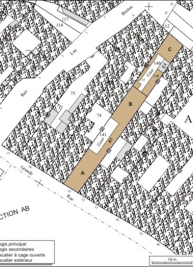Plan masse et de situation. Extrait du plan cadastral, 1974, section AD. © Région Bourgogne-Franche-Comté, Inventaire du patrimoine