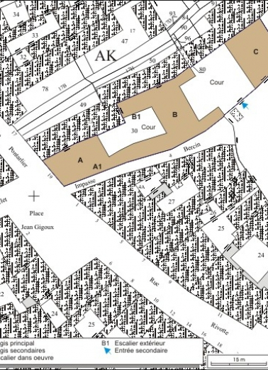 Plan masse et de situation. Extrait du plan cadastral, 1974, section AK. © Région Bourgogne-Franche-Comté, Inventaire du patrimoine