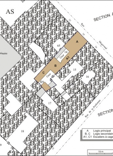 Plan masse et de situation. Extrait du plan cadastral, 1974, section AS. © Région Bourgogne-Franche-Comté, Inventaire du patrimoine