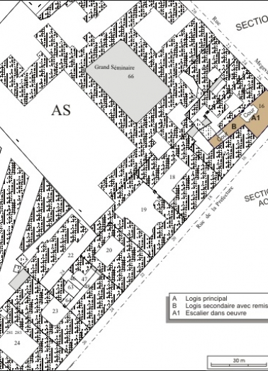 Plan masse et de situation. Extrait du plan cadastral, 1974, section AS. © Région Bourgogne-Franche-Comté, Inventaire du patrimoine