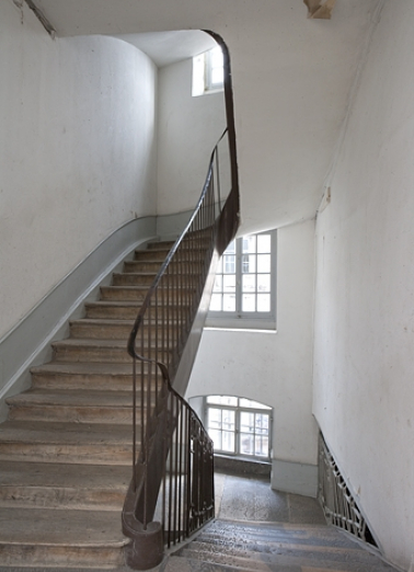 Détail de l'escalier : partie supérieure. © Région Bourgogne-Franche-Comté, Inventaire du Patrimoine