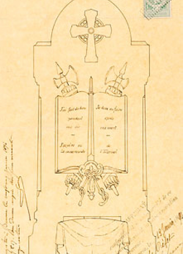 Commune de Rougemont. Construction d'un monument funéraire à la mémoire de M. Courvoisier. © Région Bourgogne-Franche-Comté, Inventaire du patrimoine