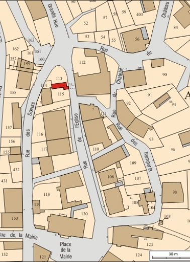 Plan masse et de situation. Extrait du plan cadastral, 2008, section AC, échelle 1:1 000. © Région Bourgogne-Franche-Comté, Inventaire du patrimoine