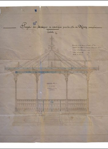 Projet de kiosque à musique pour la ville de Morez, 1899. © Région Bourgogne-Franche-Comté, Inventaire du patrimoine Projet de kiosque à musique pour la ville de Morez, 1899. © Région Bourgogne-Franche-Comté, Inventaire du patrimoine