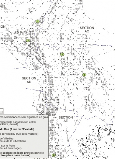 Plan de localisation : partie nord. © Région Bourgogne-Franche-Comté, Inventaire du patrimoine