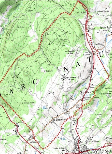 Carte des limites de la commune. Extrait de la carte IGN, échelle 1/25 000 ; SCAN 25 (c) IGN - 2008, Licence n° 2008CISE29-68. © Région Bourgogne-Franche-Comté, Inventaire du patrimoine