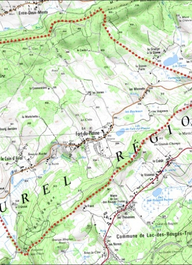 Carte des limites de la commune, partie est. Extrait de la carte IGN, échelle 1/25 000 ; SCAN 25 (c) IGN - 2008, Licence n° 2008CISE29-68. © Région Bourgogne-Franche-Comté, Inventaire du patrimoine