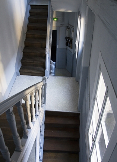 Détail de l'intérieur de l'escalier à cage ouverte. © Région Bourgogne-Franche-Comté, Inventaire du Patrimoine