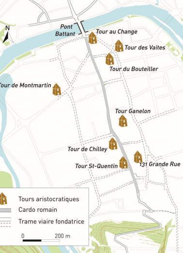 Carte de répartition des maisons-tours aristocratiques médiévales. © Région Bourgogne-Franche-Comté, Inventaire du Patrimoine