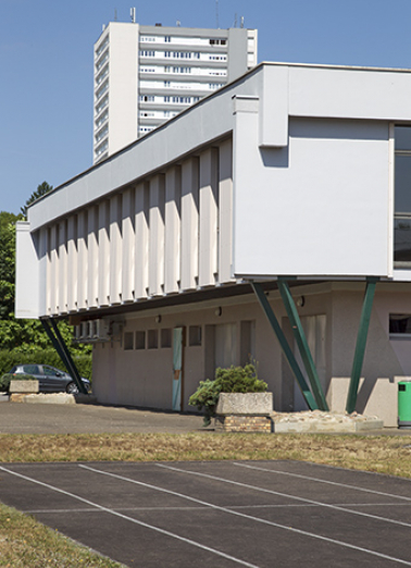Pignon sud de la cantine. © Région Bourgogne-Franche-Comté, Inventaire du patrimoine