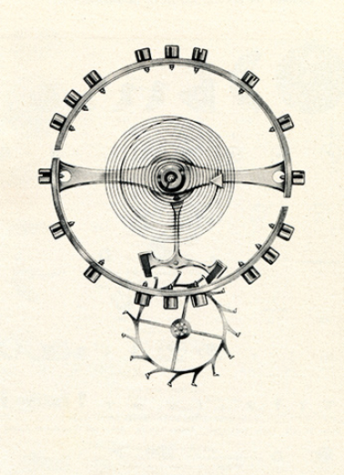 [Echappement à ancre avec balancier bimétallique à serge ouverte], 1955. © Région Bourgogne-Franche-Comté, Inventaire du patrimoine