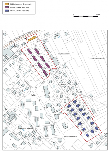 Plan-masse et de situation. Extrait du plan cadastral, 2015, section AD. © Région Bourgogne-Franche-Comté, Inventaire du patrimoine
