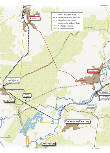 Ensemble des voies ferrées situées sur la commune de Faverney. © Région Bourgogne-Franche-Comté, Inventaire du patrimoine Ensemble des voies ferrées situées sur la commune de Faverney. © Région Bourgogne-Franche-Comté, Inventaire du patrimoine