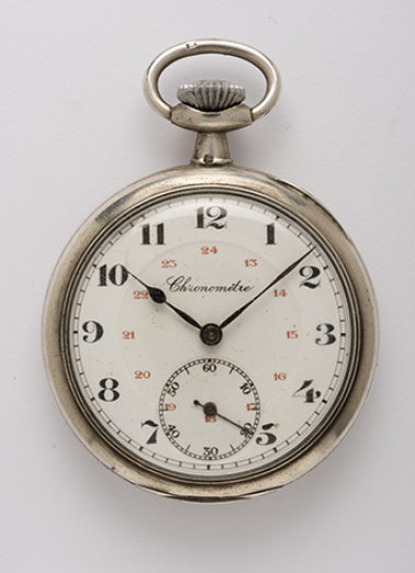 Montre de gousset mécanique des Ets Victor Mougin. (Collection particulière : Jean-Claude Vuez, Villers-le-Lac). © Région Bourgogne-Franche-Comté, Inventaire du patrimoine