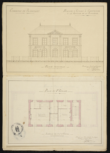 Projet de construction de l'école de la Rochère en 1854. © Région Bourgogne-Franche-Comté, Inventaire du patrimoine