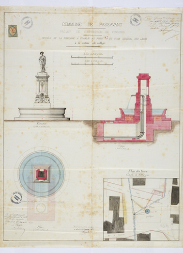 Projet de construction de la fontaine sur la nouvelle place publique. © Région Bourgogne-Franche-Comté, Inventaire du patrimoine