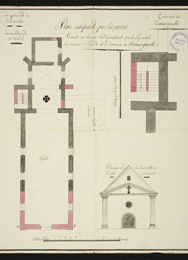 Plan : réparations de l'église.  © Région Bourgogne-Franche-Comté, Inventaire du patrimoine Plan : réparations de l'église.  © Région Bourgogne-Franche-Comté, Inventaire du patrimoine