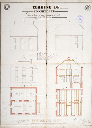 Projet d'aménagement d'une maison commune (1837). © Région Bourgogne-Franche-Comté, Inventaire du patrimoine
