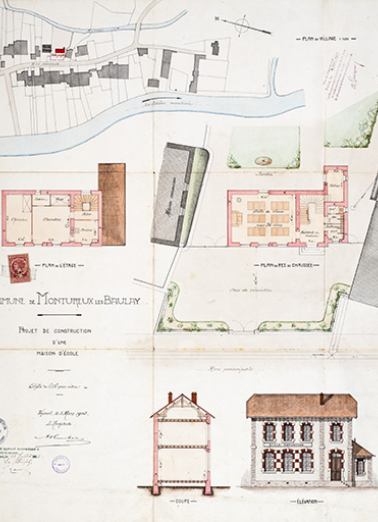 Projet présenté par l'architecte Humbaire pour la construction d'une école maternelle (1903). © Région Bourgogne-Franche-Comté, Inventaire du patrimoine Projet présenté par l'architecte Humbaire pour la construction d'une école maternelle (1903). © Région Bourgogne-Franche-Comté, Inventaire du patrimoine