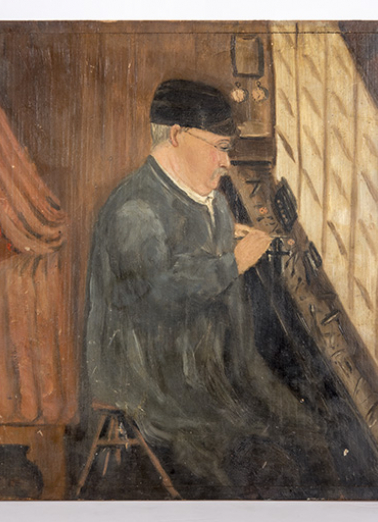 Tableau : l'horloger Constant Girard travaillant "sur la fenêtre". © Région Bourgogne-Franche-Comté, Inventaire du patrimoine