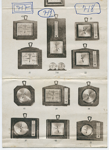 [Catalogue de baromètres JPB : partie inférieure du dépliant], années 1950 ? © Région Bourgogne-Franche-Comté, Inventaire du patrimoine