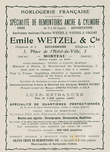 Publicité pour la société Emile Wetzel et Cie, 1910. © Région Bourgogne-Franche-Comté, Inventaire du patrimoine