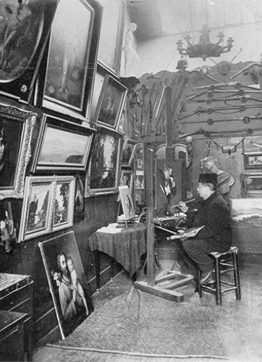 Le peintre Joseph Garret dans son atelier à Genevrez (Haute-Sâone), vers 1900 ? © Région Bourgogne-Franche-Comté, Inventaire du patrimoine