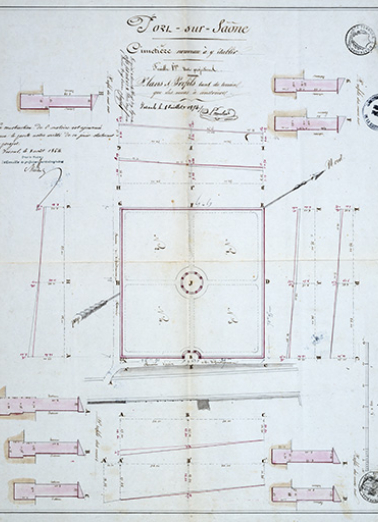 Plans et profils tant du terrain que des murs à construire. © Région Bourgogne-Franche-Comté, Inventaire du patrimoine