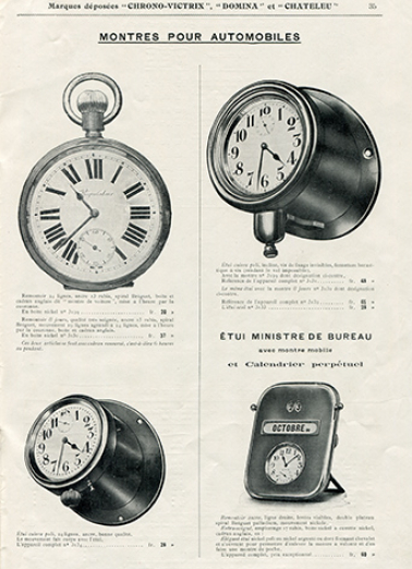 [Montres pour automobile : catalogue de production de la société Emile Wetzel et Cie, p. 35], 1912. © Région Bourgogne-Franche-Comté, Inventaire du patrimoine