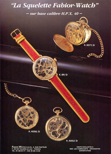 "La squelette Fabior-Watch" - sur base calibre H.P.X. 40 [publicité], [entre 1960 et 1975]. © Région Bourgogne-Franche-Comté, Inventaire du patrimoine