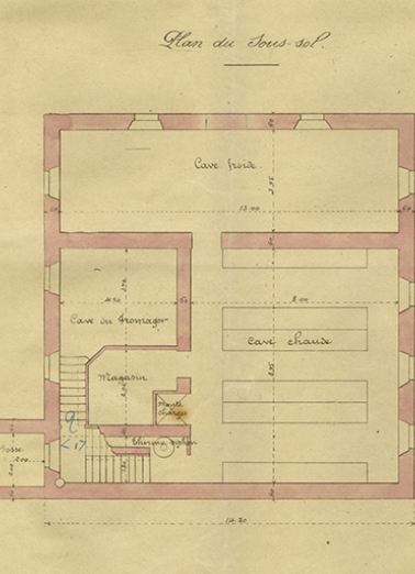 Construction d'un chalet-modèle. Plan du sous-sol, 1905. © Région Bourgogne-Franche-Comté, Inventaire du patrimoine
